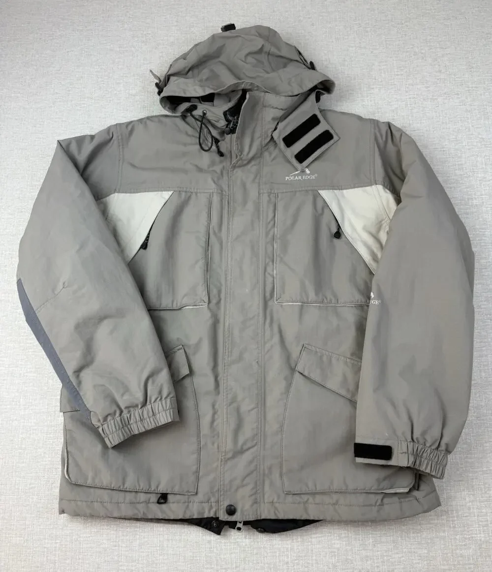 Polar Edge Ski Snow Jacket Men’s Medium Gray Hooded Waterproof Winter Coat